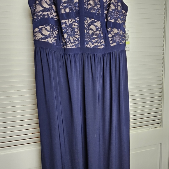 R&M Richards Women's Navy and Taupe Maxi Length Dress Gown Size 18W - Picture 4 of 11